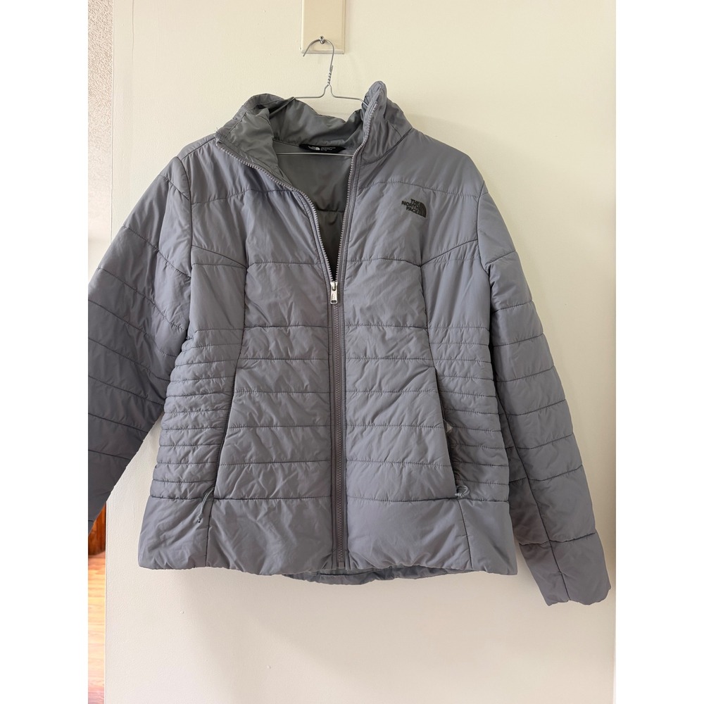 The North Face Puffer Jacket Womens XL Grey Excellent Quilted Lightweight Zip